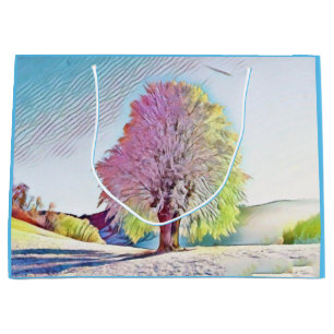 Moderne Aquarellfarben mit bunten, schneebedeckten Große Geschenktüte