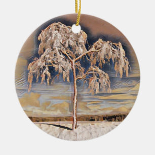 Moderne Aquarellfarben mit bunten, schneebedeckten Keramik Ornament