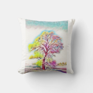 Moderne Aquarellfarben mit bunten, schneebedeckten Kissen