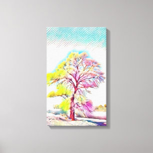 Moderne Aquarellfarben mit bunten, schneebedeckten Leinwanddruck