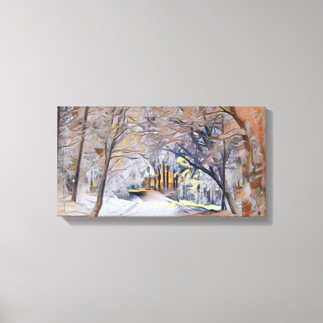 Moderne Aquarellfarben mit bunten, schneebedeckten Leinwanddruck (Vorderseite)