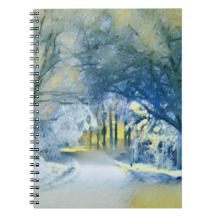 Moderne Aquarellfarben mit bunten, schneebedeckten Notizblock