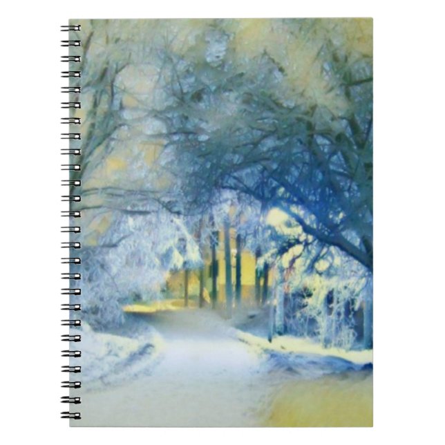 Moderne Aquarellfarben mit bunten, schneebedeckten Notizblock (Vorderseite)