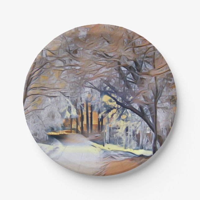 Moderne Aquarellfarben mit bunten, schneebedeckten Pappteller (Vorderseite)