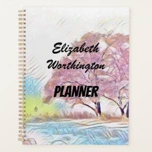 Moderne Aquarellfarben mit bunten, schneebedeckten Planer