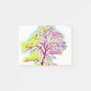 Moderne Aquarellfarben mit bunten, schneebedeckten Post-it Klebezettel