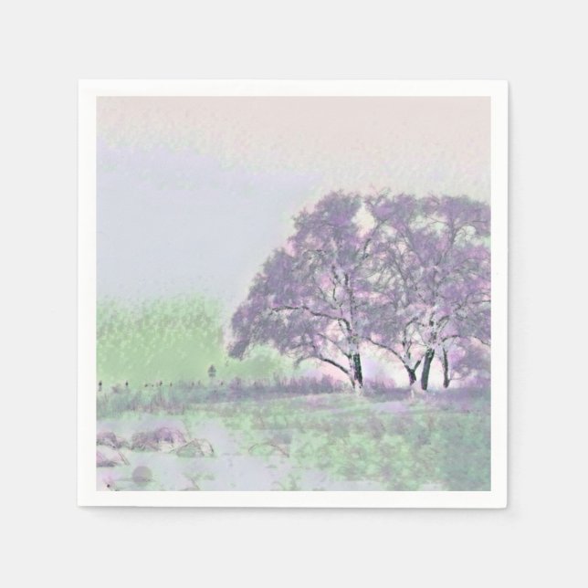 Moderne Aquarellfarben mit bunten, schneebedeckten Serviette (Vorderseite)