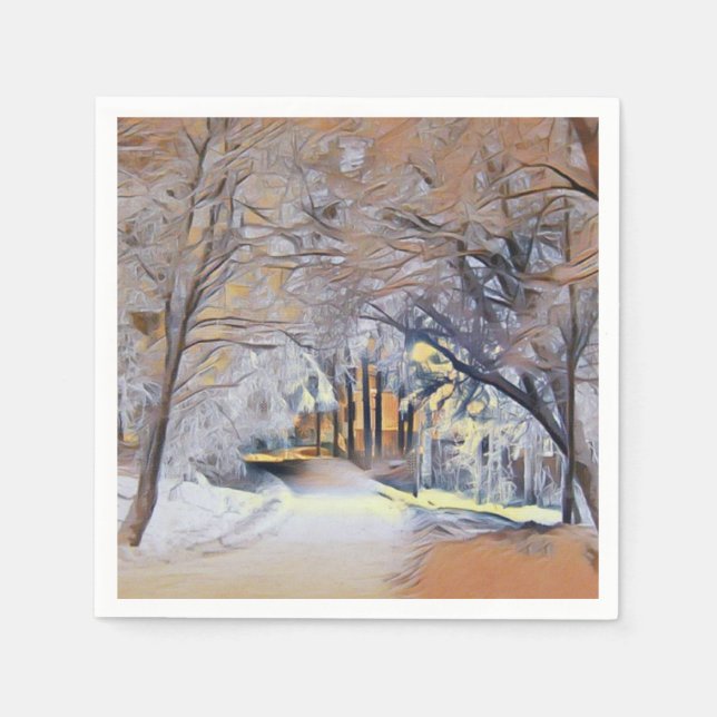 Moderne Aquarellfarben mit bunten, schneebedeckten Serviette (Vorderseite)