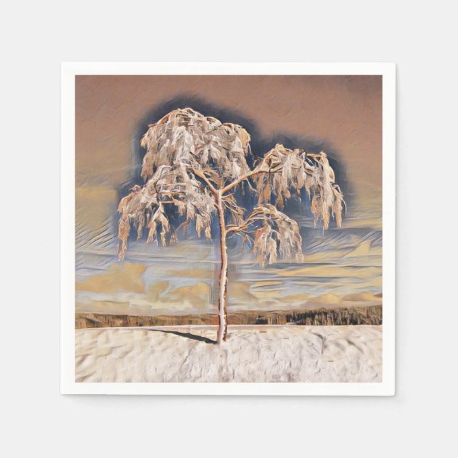Moderne Aquarellfarben mit bunten, schneebedeckten Serviette (Vorderseite)