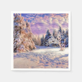 Moderne Aquarellfarben mit bunten, schneebedeckten Serviette