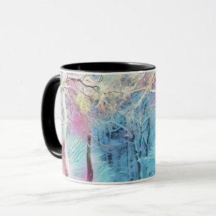 Moderne Aquarellfarben mit bunten, schneebedeckten Tasse