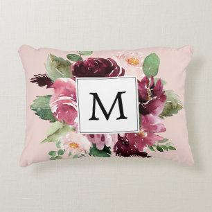 Moderne Aquarellfarben Mit Monogramm Dekokissen