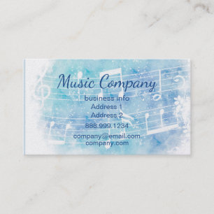 Moderne Aquarellfarben-Musiknoten Visitenkarte