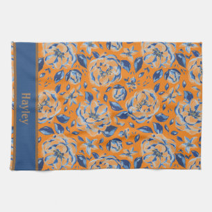 Moderne Aquarellfarben Pastellblau Blumen Muster N Geschirrtuch