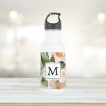 Moderne Aquarellfarben Rosa Blume Mit Monogramm Edelstahlflasche<br><div class="desc">Moderne Aquarellfarben Rosa Blume Mit Monogramm</div>