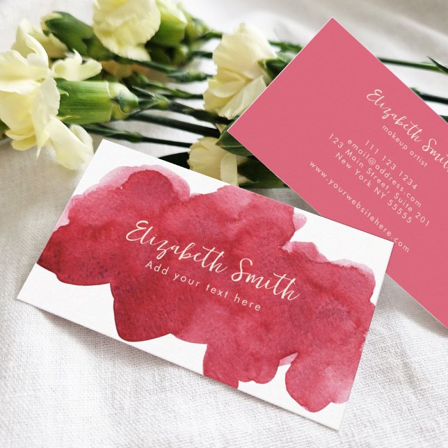 Moderne Aquarellfarben Rosa Blush Business Card Visitenkarte (Von Creator hochgeladen)