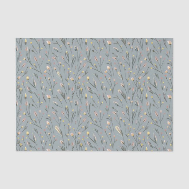 Moderne Aquarellfarben, rosa gelbe Blüten2 Seidenpapier (Vorderseite)