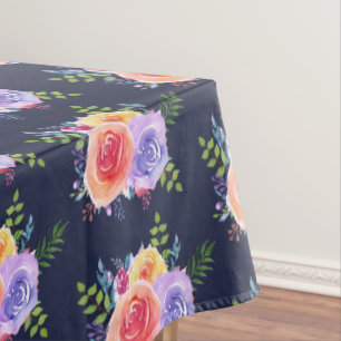 Moderne Aquarellfarben-Rose Blumenmuster Tischdecke