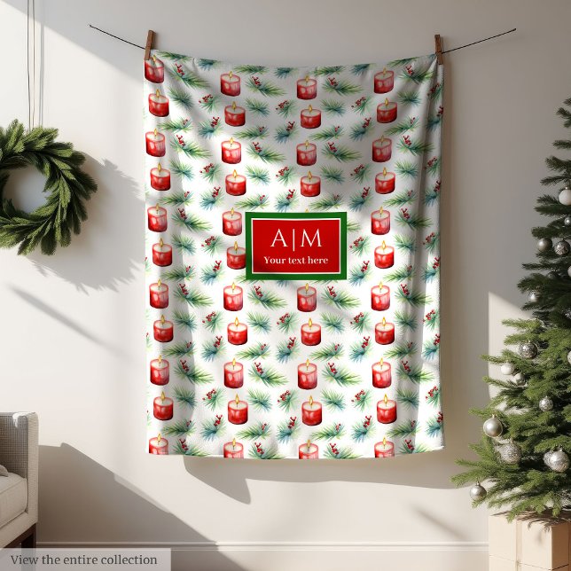 Moderne Aquarellfarben-Rot-Monogramm-Geschenkgutsc Fleecedecke (Modern watercolor red green monogram gift throw Fleece Blanket )