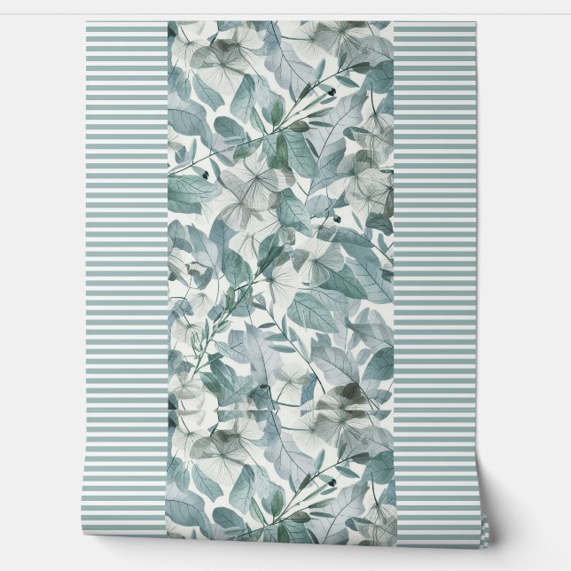 Moderne Aquarellfarben Salbei-Eukalyptus-Blätter Tapete (Abrollen)