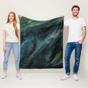 Moderne Aquarellfarben Universe Handgemälde Galaxi Fleecedecke