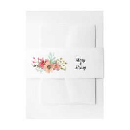 Moderne Aquarellfarben Wildblumen Bouquet Wedding Einladungsbanderole