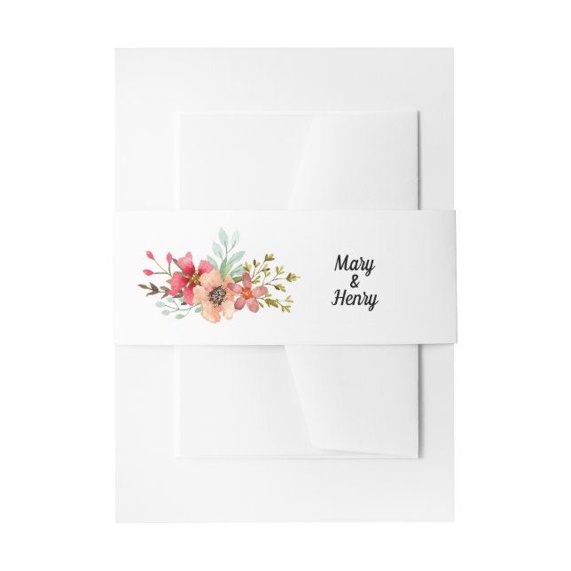 Moderne Aquarellfarben Wildblumen Bouquet Wedding Einladungsbanderole (Vorderseite Beispiel)