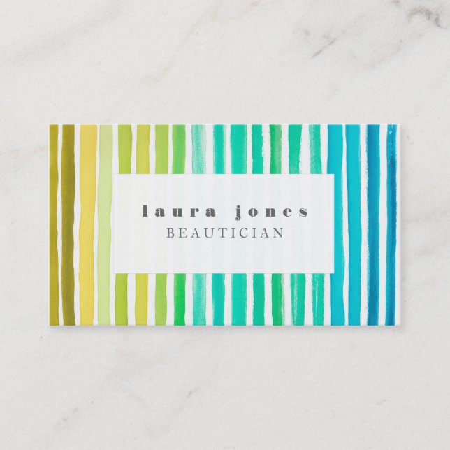 Moderne Aquarellfarbenstreifen Mode-Stylist Visitenkarte (Vorderseite)