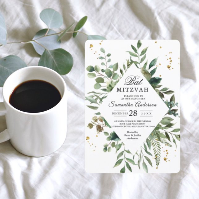 Moderne Aquarellflächen Rahmen & Gold Punkte Einladung (Von Creator hochgeladen)