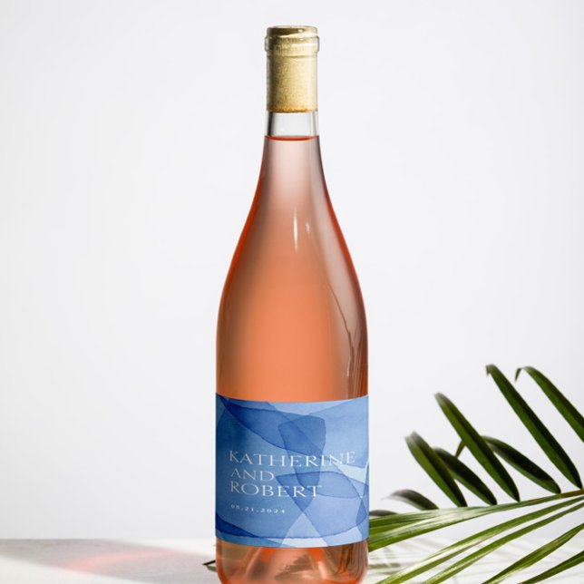 Moderne Aquarellformen Hochzeitsmonogramm Weinetikett (Von Creator hochgeladen)