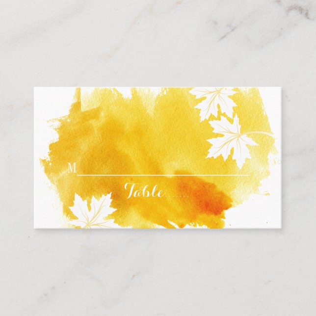 Moderne Aquarellgelbe Hochzeit-Platzkarte Platzkarte (Vorderseite)