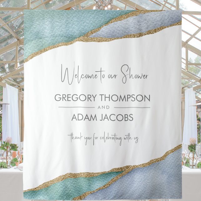 Moderne Aquarellgoldfliesen mit Duschvorhang Wandteppich (Von Creator hochgeladen)