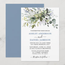 Moderne Aquarellgrüne Dusty Blue Wedding