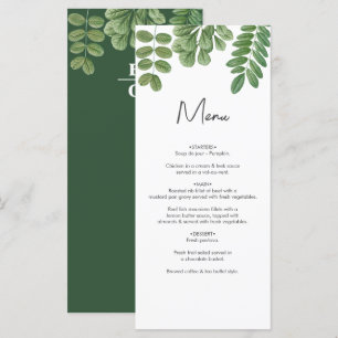 Moderne Aquarellgrüne Smaragdgrüne Hochzeit Menükarte