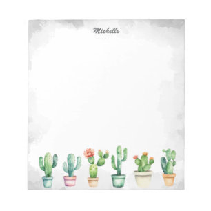 Moderne Aquarellkaktus Cacti Wüste Sukkulent Notizblock
