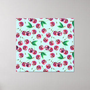 Moderne Aquarellkirschen: Juicy Berry Pattern Leinwanddruck