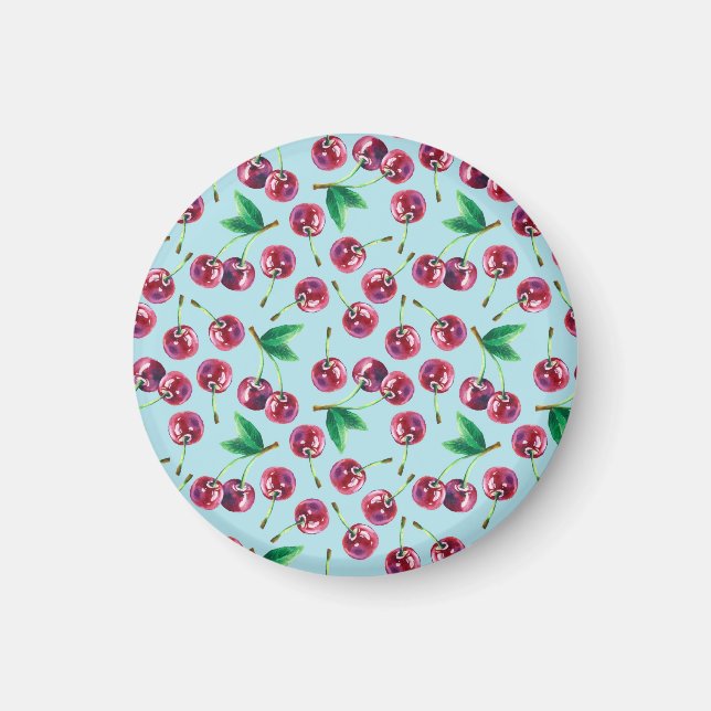 Moderne Aquarellkirschen: Juicy Berry Pattern Magnet (Vorne)