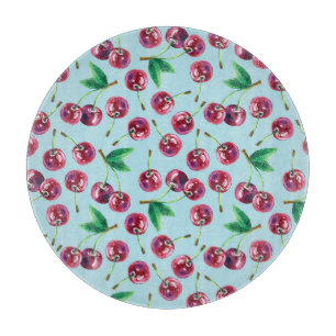 Moderne Aquarellkirschen: Juicy Berry Pattern Schneidebrett