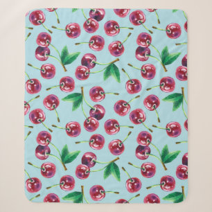 Moderne Aquarellkirschen: Juicy Berry Pattern Sherpadecke