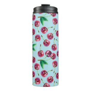 Moderne Aquarellkirschen: Juicy Berry Pattern Thermosbecher