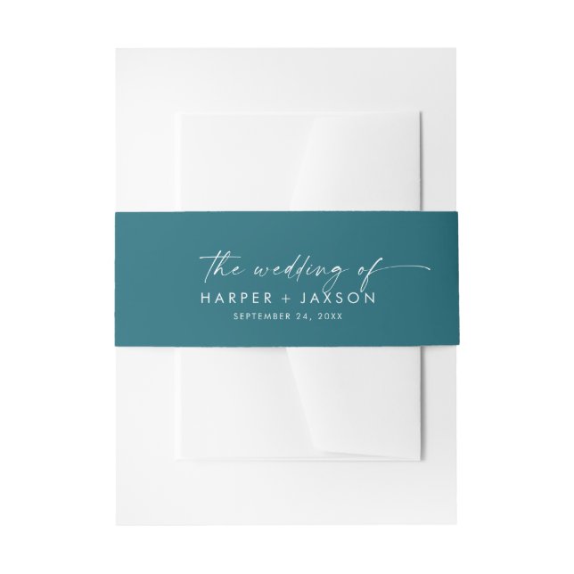 Moderne Aquarellkoordination | Aquamarine Hochzeit Einladungsbanderole (Vorderseite Beispiel)
