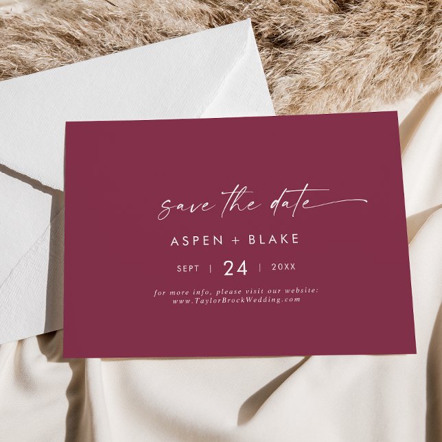 Moderne Aquarellkoordination | Horizontal rot Save The Date (Von Creator hochgeladen)
