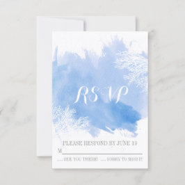 Moderne Aquarellkorallenriff Blaue Hochzeit RSVP