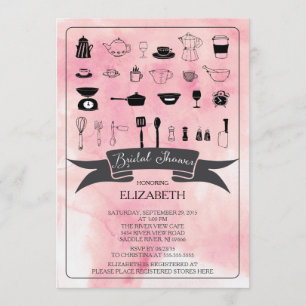Moderne Aquarellküche Bridal Dusche Einladung