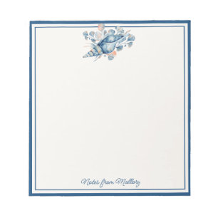 Moderne Aquarellküste Muschel Nautic Notizblock