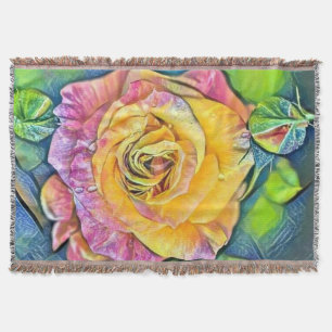 Moderne Aquarellmalerei auf rosa orangefarbene Ros Decke