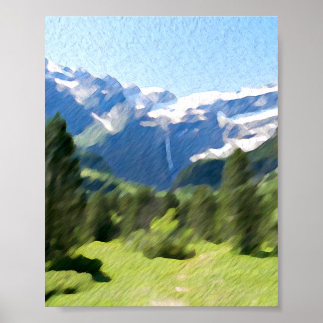 Moderne Aquarellmalerei Landschaft Poster (Vorne)