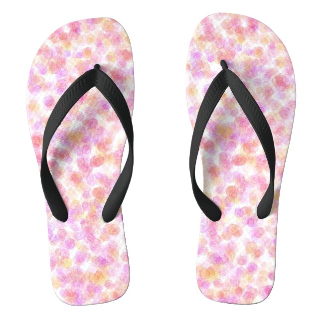 Moderne Aquarellmalerei mit rosa gelben Flecken Flip Flops (Fußbett)