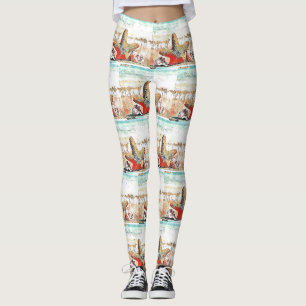 Moderne Aquarellmalerei von orangen Meeresmuscheln Leggings
