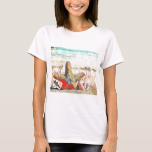 Moderne Aquarellmalerei von orangen Meeresmuscheln T-Shirt